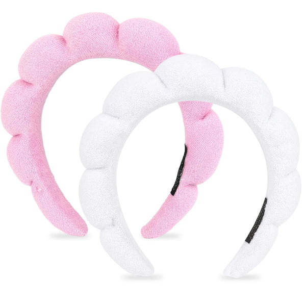 2 PCS Terry Towel Cloth Spa Headband for Women & Girls - Sponge Headbands for Skincare, Makeup Removal, Face Washing