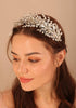 Kercisbeauty Handmade Leaves and Pearls Beaded Silver Hair Tiara for Women Girls Wedding Prom Accessories