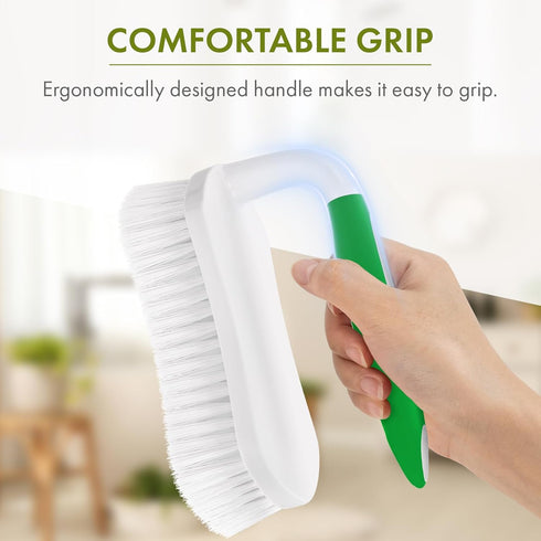 Pack 2 Amazer Scrub Brush for Cleaning Comfort Grip Shower Scrubber Stiff Bristles with Handle Heavy Duty Cleaner Brush
