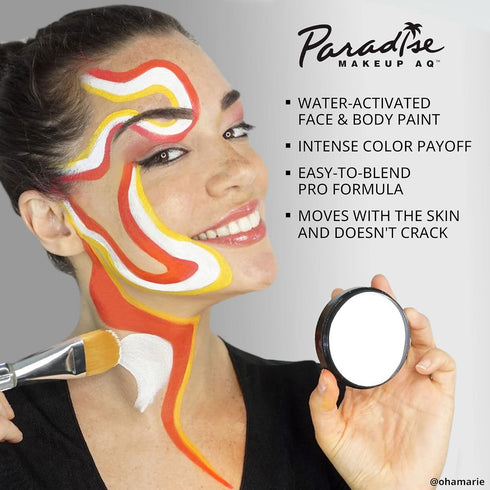 Mehron Makeup Paradise Makeup AQ Pro Size, Water Activated Face Paint, 1.4 oz (40 g) – White