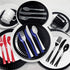 Pack 8 Setting-Count Party Essentials Extra Heavy Duty Hard Plastic Cutlery Combo and Full Size Knives/Forks/Spoons