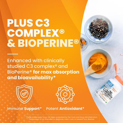 Curcumin From Turmeric Root with C3 Complex & BioPerine, 1000 mg, 120 Tablets by Doctor's Best