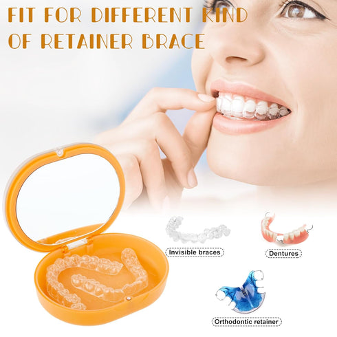 New Double-layer Aligner Case - Chewing Tool, Cleaning Brush, Built-in Mirror for Orthodontic Use