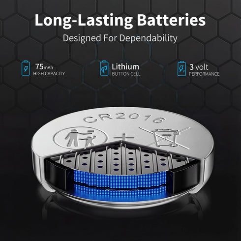 NICEBATT CR2016 3V 6 Pack, Lithium Battery Long Lasting Power for Car Key Fob, Watch, Calculator and More