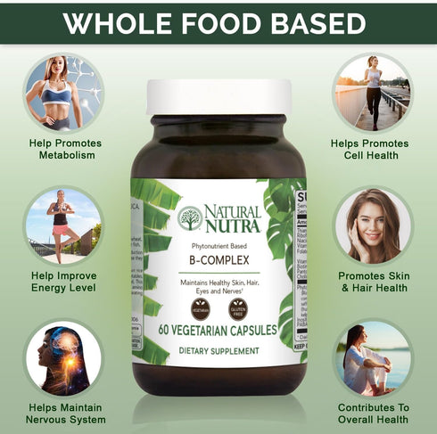 Natural Nutra Vitamin B Complex with Niacin, Folate, Thiamin, Biotin, 60 Vegetarian Capsules