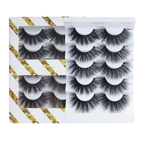 JIMIRE High Volume False Eyelashes - Fluffy 3D Lashes Pack of 5 Pairs