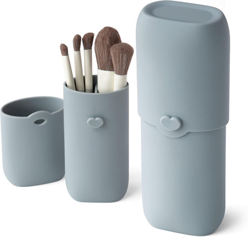 Silicone Makeup Brush Holder - Travel Makeup Brush Case, Portable Cosmetic Pouch, Anti-Fall Out Cover, Waterproof,