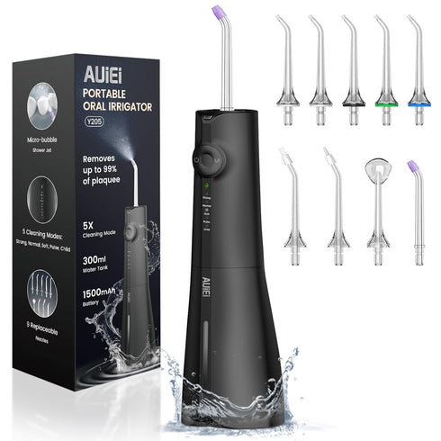 Water Flosser Teeth Pick: 9 Jet Tips Cordless Oral Irrigator with 300ML, 5 Modes Portable Power Dental Flossers, IPX7