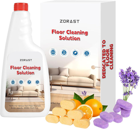 ZORAST Floor Cleaning Solution, 12 PCS Vacuum Mop Cleaning Solution Tablet Refil, Lavender