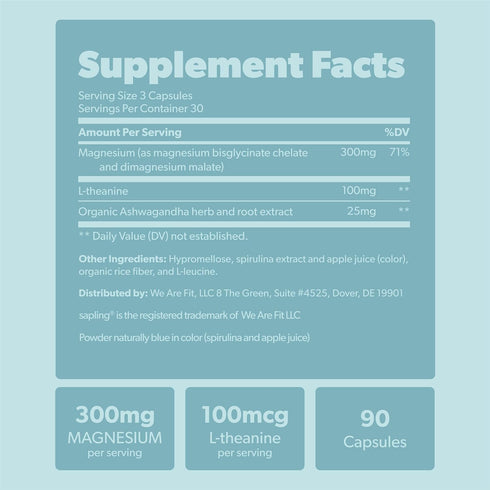 Magnesium Glycinate Complex Supplement - 90 Veggie Caps, High Absorption with Organic Ashwagandha