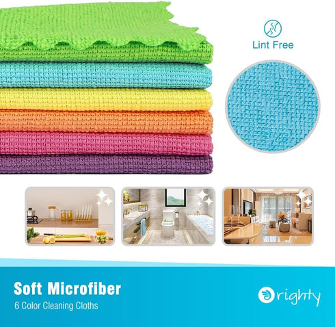Orighty Microfiber Cleaning Cloths, Pack of 24, Highly Absorbent, Lint Free, 12x12 inch for House, Kitchen, Car