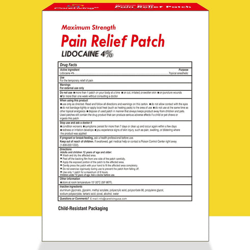 4% Lidocaine Pain Relief Patch, 15 Count Maximum Strength Gel Patches for Back, Knee, Neck & Muscle Soreness