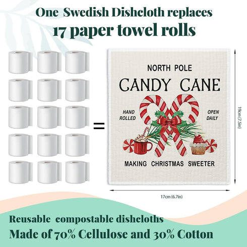 LARTSFRO 4 Pack Christmas Gingerbread Gifts Swedish Dishcloths for Kitchen, Vintage Swedish Dish Cloths for Gingerbread