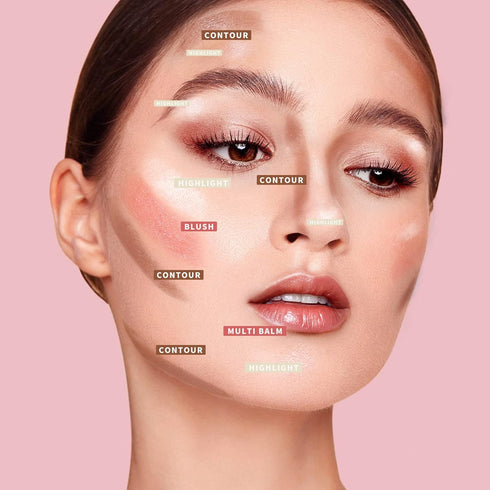 KIMUSE Multi Stick Trio Face Makeup, Cream Blush Stick for Cheeks & Lips, Contour & Highlighter Sticks