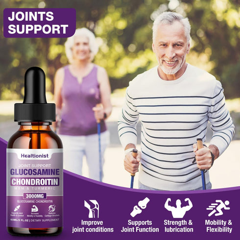 1 Pack Glucosamine Chondroitin MSM Liquid Drops, Extra Strength Joint Support Supplement for Adults