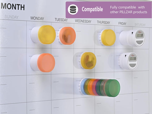 Portable Pill Box with 3 Containers, Small Daily Pill and Vitamin Organizer for Travel or Home Use, Magnetic Attachment