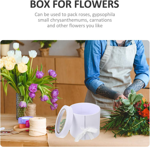 Packaging NIYANGLE Double-layer Flower Box for Fresh Flower Arrangement, White Single Piece Bouquet Display and Case