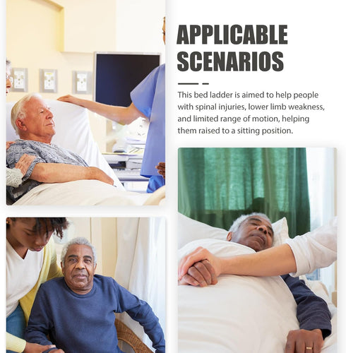 Mipcase Elder Bed Pull up Strap Adjustable Assist Belt for Seniors Disabled Patients with Black Support Strap