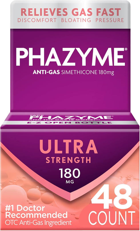 Phazyme Ultra Strength Gas & Bloating Relief - Works in Minutes, 48 Fast Gels
