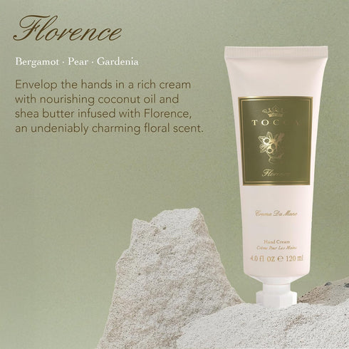 Tocca Crema de Mano Luxe, Florence Hand Cream, 4 oz, Bergamot, Pear, Gardenia, Moisturizing, Quick Absorbing