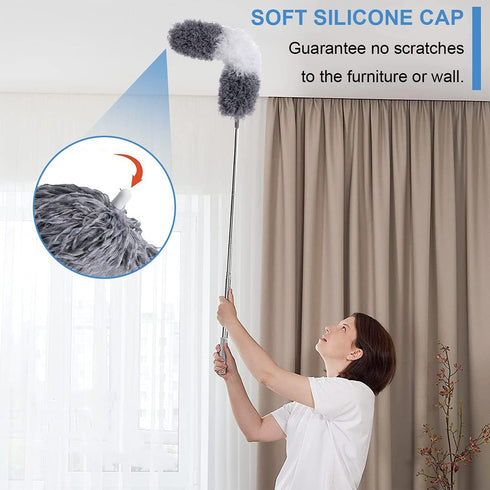 Microfiber Duster Kit for High Ceiling, 6pcs - Extendable Dusters with 100" Pole, Long Feather Duster for Cleaning