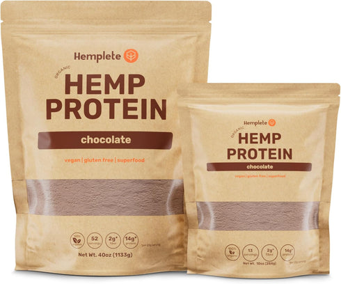 Hemp Vegan Protein Powder - Easy to Digest Chocolate Drink for Heart & Brain Health, 10 oz