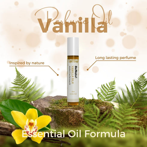 benatu Vanilla Essential Oil Roll On Perfume for Women, Alcohol Free Eau De Parfum, Travel Size Concentrated Long Lasting Aromatherapy Body Fragrance 10ml