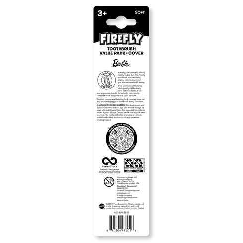 Pack, 3+, 3 Firefly Barbie Toothbrush Value Soft Bristle Toothbrush for Kids Ct