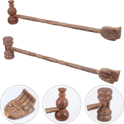 ZUNOXAZ 2pcs Hammer Dual-use Wood Massage Stick and Double-Head Back Scraper, Ergonomic Body Massager for Neck