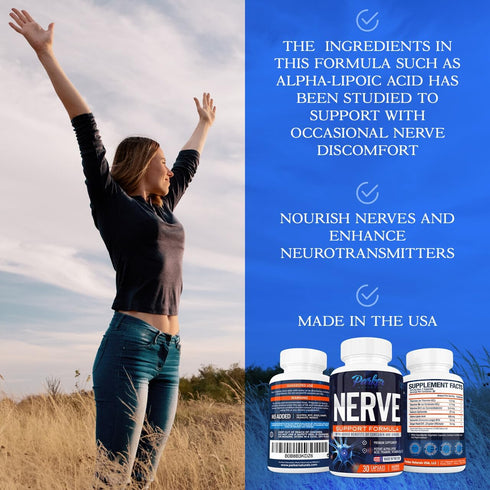 Nerve Support Supplement with Alpha Lipoic Acid 600mg - Neuro Health Supplement, 30 Capsules