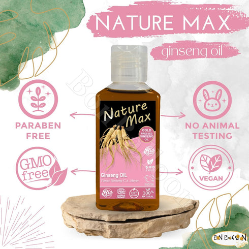 Nature Max Ginseng Oil Natural Undiluted Pure for Hair Skin Care & Food Cold Pressed (1Pack = 1.70 oz / 50 ml) ??? ?????