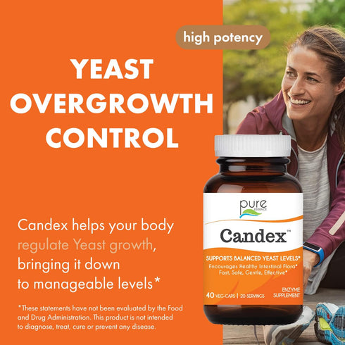 Candex Supplement by Pure Essence - Yeast Overgrowth Aid with Digestive Enzymes, Probiotic for Men & Women - 40 Capsules