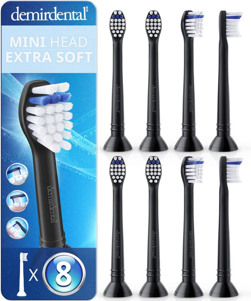 Mini Extra Soft Toothbrush Heads Compatible with Philips Sonicare - Very Soft & Small Brush Heads for Sensitive Teeth -