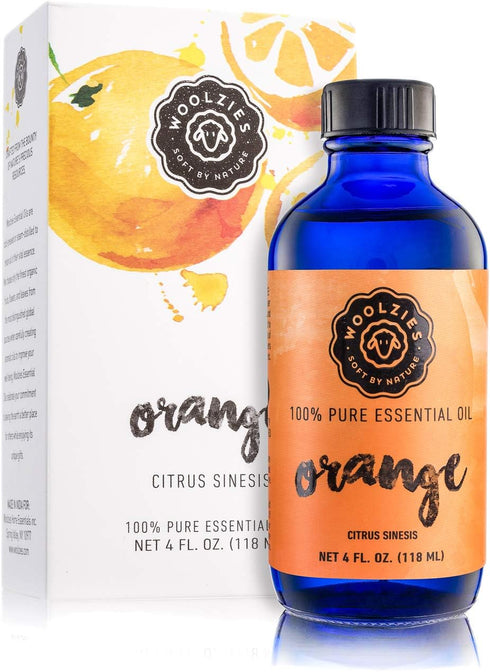Woolzies 100% Pure & Natural Sweet Orange Essential Oil, Best Undiluted Therapeutic Grade Citrus Oil, 4 Fl oz