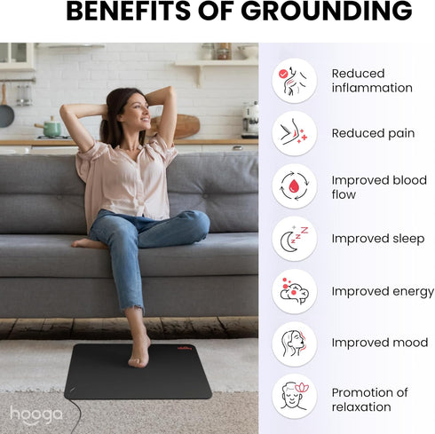 Hooga Grounding Mat for Sleep, Energy, Pain Relief, Indoor Grounding Therapy with 15 Foot Cord