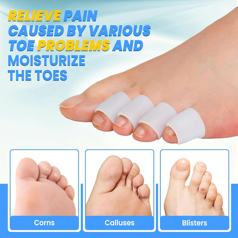 Toe Protectors for Women & Men, 20 Pcs Silicone Toe Sleeves for Pinky Toe Pain Relief, Gel Covers