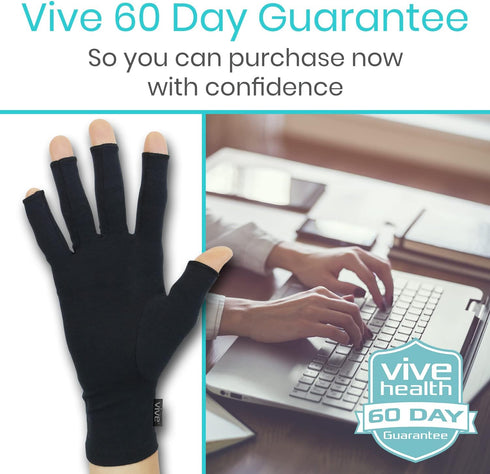 Vive Rheumatoid Arthritis Gloves - Fingerless Compression Wrap for Hand Pain Relief in Men and Women