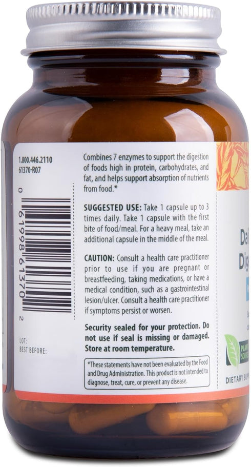 Flora Daily Maintenance Digestive Enzymes - 60 Vegetarian Capsules - Non-GMO & Gluten-Free - Aids Gas & Bloating - 7