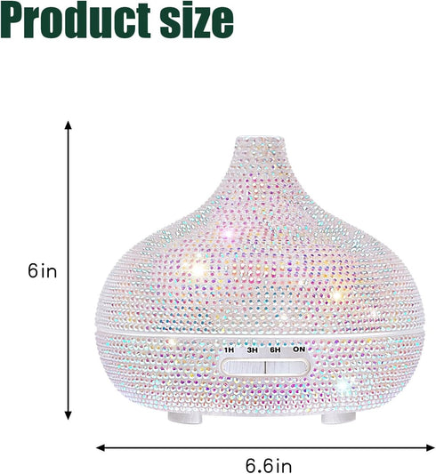 Mulixis 500ml 7-Color Bling Rhinestone Onion Aromatherapy Diffuser for Home Bedroom Large Oil Diffuser Artistic Charm