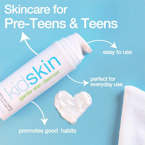 Kidskin Gentle Skin Cleanser for All Skin Types - 5 fl. oz | Hydrating Facial Cleanser for Kids, Teens, Cruelty-Free