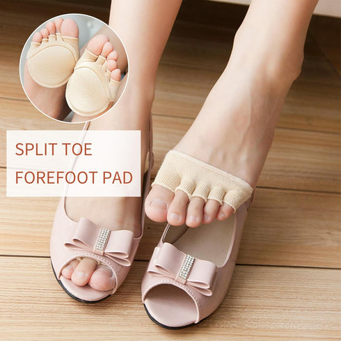 2 Pairs Toe Socks, Five Finger Liner Socks for Women and Men, Non-Slip Hidden Ball of Foot Covers