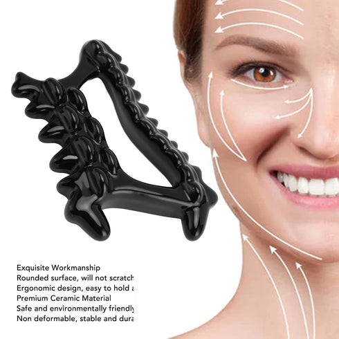 Nachukan Ceramic Gua Sha Tool - Face and Body Scraper Massager for Lymphatic Drainage - Soreness Relief Shoulder Neck