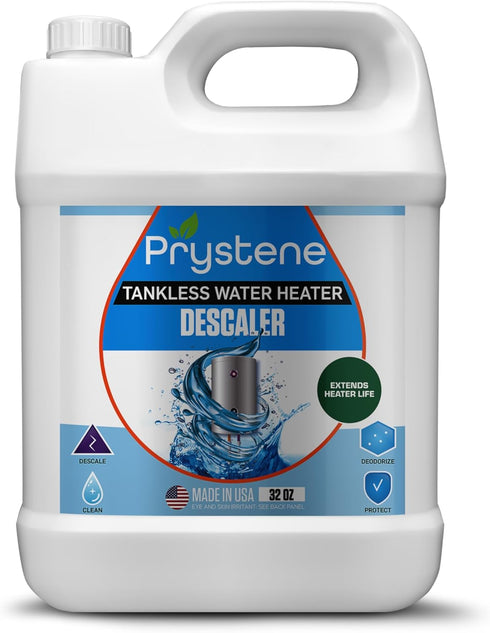 Prystene Tankless Water Heater Descaler Solution (32 Fluid Ounces) - Professional-Grade Descaler/Cleaner Restores