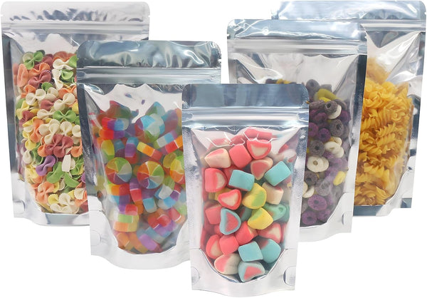 SumDirect Reusable Aluminium Foil Zipper Stand Up Food Pouches Bags for Food Storage, 3.5x5.9 Inches, 2.8oz, Pack of 50