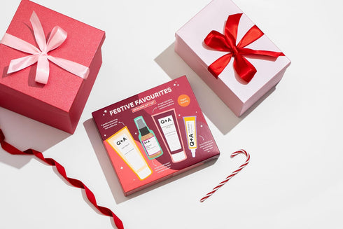 Q+A Festive Favourites Gift Set | Hyaluronic Acid Moisturiser (75ml), Oat Milk Cream Cleanser (75ml), Azelaic Acid