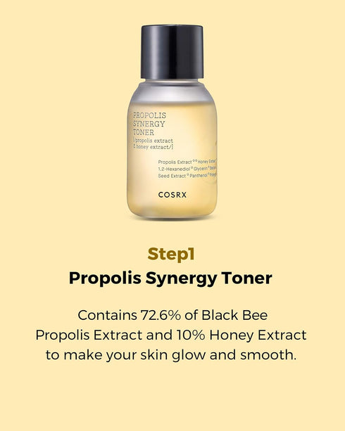 COSRX Honey Glow Kit | Facial Toner, Serum, Cream with Propolis Extract | Travel Size Gift Set, Korean Skincare