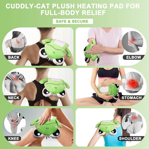 Microwave Heating Pad for Period & Cramps Pain Relief, Cute 16 × 12.6'' Microwavable Menstrual Cramp Relief Pad - Frog