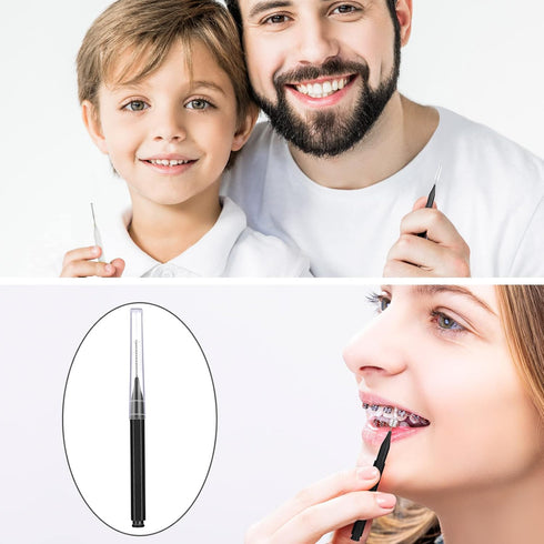 Patelai 50 Pieces Braces Brush, Interdental Brush Toothpick, Dental Hygiene Tool, Black & White