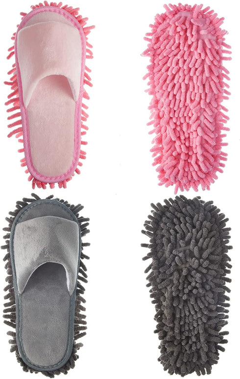 2 Pairs Microfiber Cleaning Mop Slippers for Floor Cleaning, Washable Unisex Dusting Slippers, Dirt Cleaning Tool