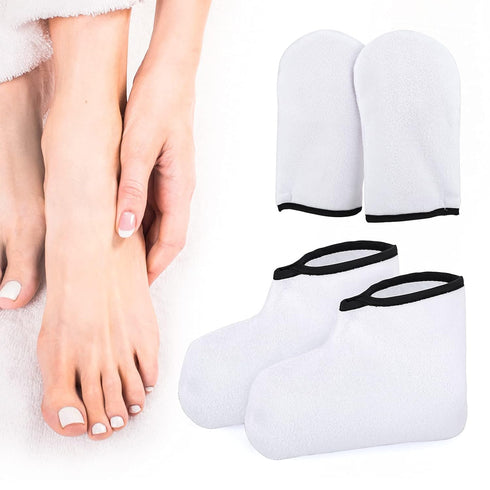 Paraffin Wax Gloves & Booties - Segbeauty Heated SPA Mittens Foot Liners for Hot Wax Hand Therapy, White